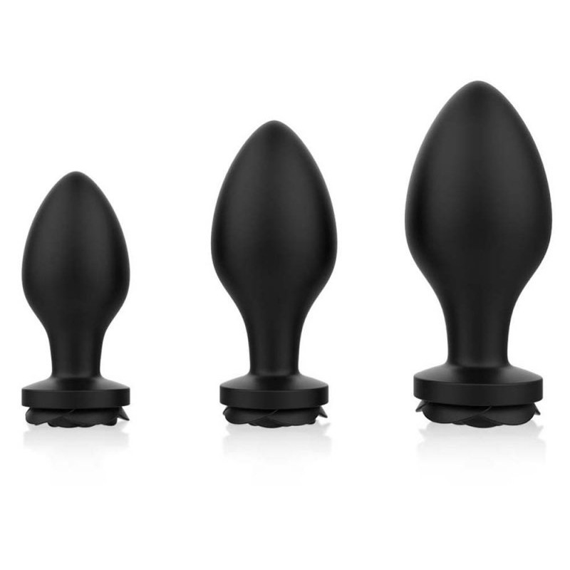 MyPlayToys Lot de 3 plugs bijou Silicone Rosa Noirs